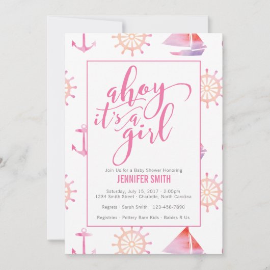 Wasserfarben-Kinderdusche Einladung (Vorderseite)