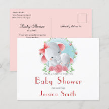 Wasserfarben Kinderdusche Einladung Postkarte