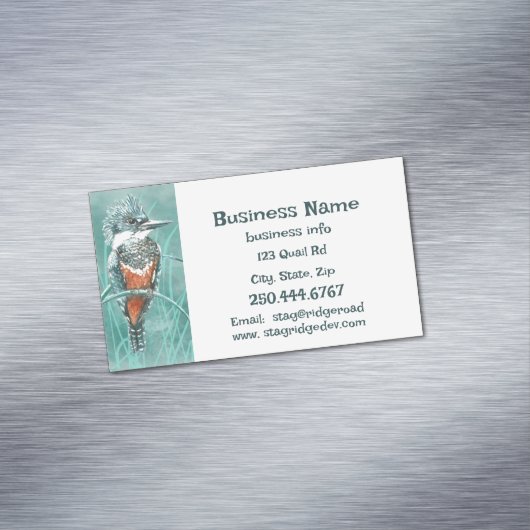 Wasserfarben-Kingfisher-Angeltours-Logo Magnetische Visitenkarte (Beispiel)