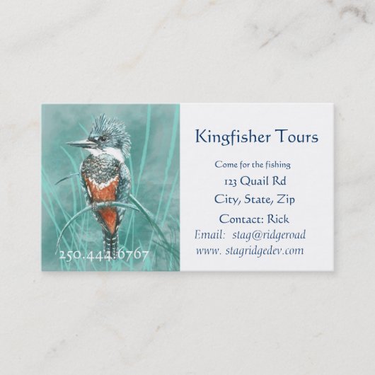 Wasserfarben-Kingfisher-Angeltours-Logo Visitenkarte (Vorderseite)