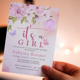 Wasserfarben-Kirschblossom Es ist eine Girl-Baby-D Einladung
