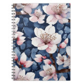 Wasserfarben Kirschblüten Floral Navyblau Elegant Notizblock (Vorderseite)