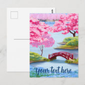 Wasserfarben Kirschblüten Frühjahr Japanischer Gar Postkarte (Vorne/Hinten)