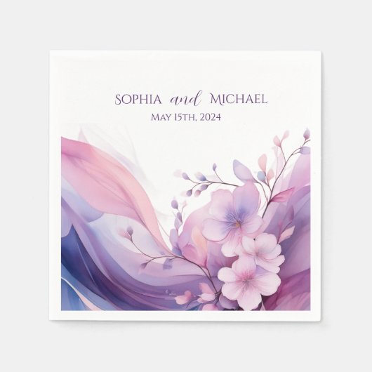 Wasserfarben-Kirschblüten-Hochzeit - Napkins Serviette (Vorderseite)