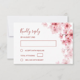 Wasserfarben-Kirschblüten-Hochzeit RSVP Karte
