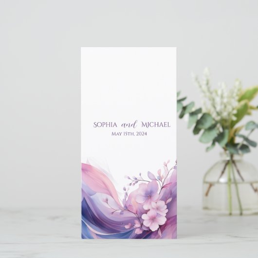 Wasserfarben-Kirschblüten - Hochzeitsprogramm- (Stehend Vorderseite)