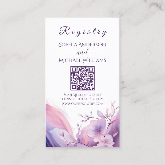 Wasserfarben-Kirschblüten - Registry-Honeymoon Visitenkarte (Vorderseite)