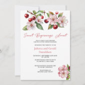 Wasserfarben Kirschen Kirschblüten Kinderdusche Einladung (Vorderseite)