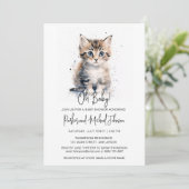 Wasserfarben-Kittengeschlecht - Neutrale Babydusch Einladung (Stehend Vorderseite)