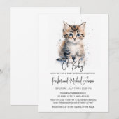 Wasserfarben-Kittengeschlecht - Neutrale Babydusch Einladung (Vorne/Hinten)