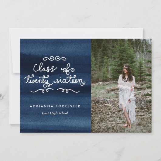 Wasserfarben-Klasse des Script-Graduate-Fotos 2016 Einladung (Vorderseite)