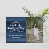 Wasserfarben-Klasse des Script-Graduate-Fotos 2016 Einladung (Stehend Vorderseite)