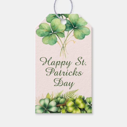 Wasserfarben-Kleeblatt-Geschenkanhänger zum St. Pa Geschenkanhänger (Vorderseite)