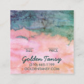 Wasserfarben Kleidung Schmuck Preis Größe Hängemar Quadratische Visitenkarte (Rückseite)