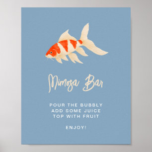Wasserfarben-Koi-Fisch-Mimosa-Bar-Junggesellinnen- Poster