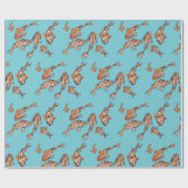 Wasserfarben-Koi-Fischmuster auf blauem Wrapping-P Geschenkpapier (Flach)