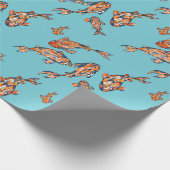 Wasserfarben-Koi-Fischmuster auf blauem Wrapping-P Geschenkpapier (Ecke)