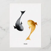 Wasserfarben-Koi-Hochzeit Folieneinladung (Rückseite)