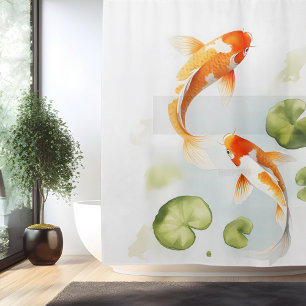 Wasserfarben-Koi-Teich Serenität japanischer Stil Duschvorhang