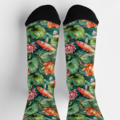 Wasserfarben-Koi- und Lilien-Crew-Socken Socken (Oben)