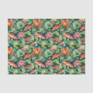 Wasserfarben-Koi und Wasser-Lilien-Tissue Seidenpapier