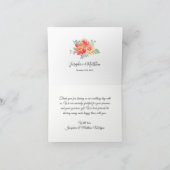 Wasserfarben Korallenflora Hochzeit der Marine Dankeskarte (Innenseite)