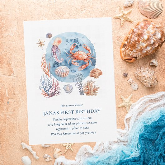 Wasserfarben Korallenriff Deluxe Einladung