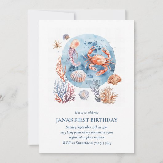 Wasserfarben Korallenriff Deluxe Einladung (Vorderseite)