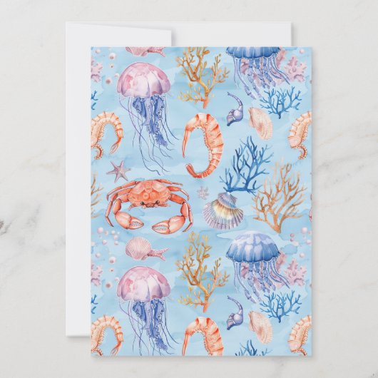 Wasserfarben Korallenriff Deluxe Einladung (Rückseite)