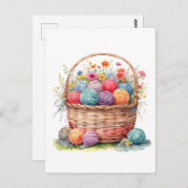 Wasserfarben-Körbchen mit Sammelballen und Blume a Postkarte (Vorne/Hinten)