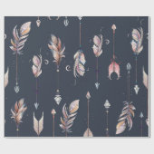 Wasserfarben Krähen und Federn Muster Geschenkpapier (Flach)