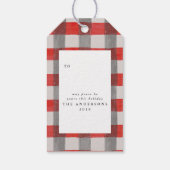 Wasserfarben-Kranz und Karo Weihnachten Geschenkanhänger (Rückseite)