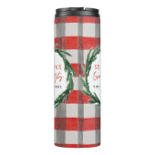 Wasserfarben-Kranz und Karo Weihnachtsgeschenk Thermosbecher (Rückseite)