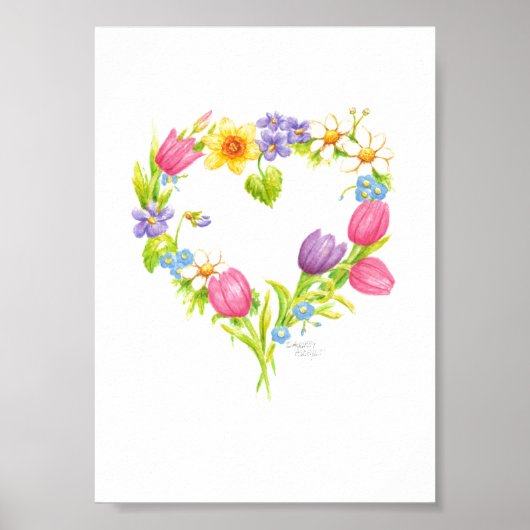 Wasserfarben-Kreideposter Blume 5 x 7 Poster (Vorne)