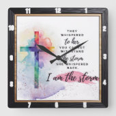 Wasserfarben-Kreuz bestärken Sturm Quadratische Wanduhr (Vorderseite)