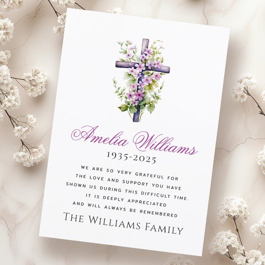 Wasserfarben Kreuz Blume Beerdigung Beileid vielen Dankeskarte