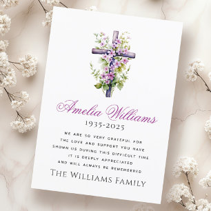 Wasserfarben Kreuz Blume Beerdigung Beileid vielen Dankeskarte