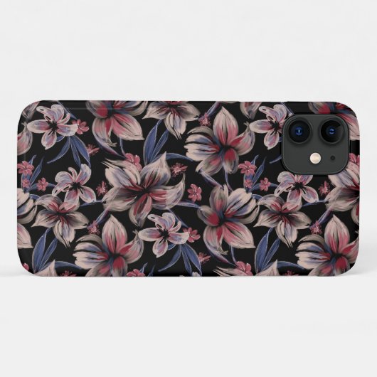 Wasserfarben-Krimson auf schwarz Case-Mate iPhone Hülle (Rückseite (Horizontal))