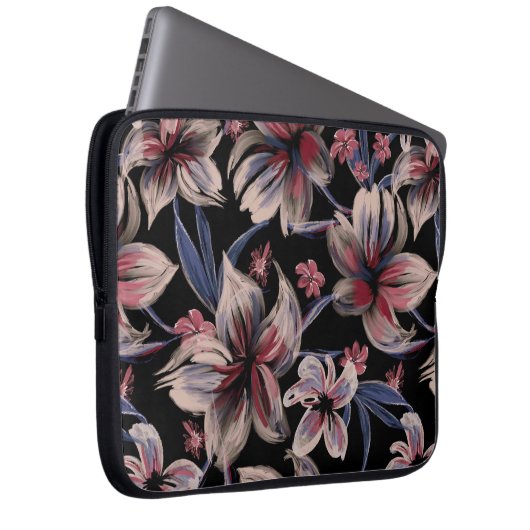 Wasserfarben-Krimson auf schwarz Laptopschutzhülle (Vorne Rechts)