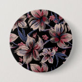 Wasserfarben Krimson Floral auf schwarz Button (Vorderseite)