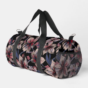 Wasserfarben Krimson Floral auf schwarz Duffle Bag