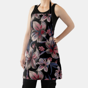 Wasserfarben Krimson Floral auf schwarz Schürze