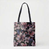 Wasserfarben Krimson Floral auf schwarz Tasche (Vorderseite)