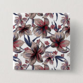 Wasserfarben Krimson Floral auf Weiß Button (Vorderseite)