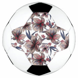 Wasserfarben Krimson Floral auf Weiß Fußball