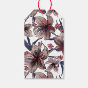 Wasserfarben Krimson Floral auf Weiß Geschenkanhänger