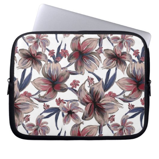 Wasserfarben Krimson Floral auf Weiß Laptopschutzhülle (Vorderseite)