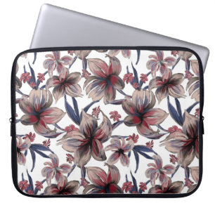 Wasserfarben Krimson Floral auf Weiß Laptopschutzhülle