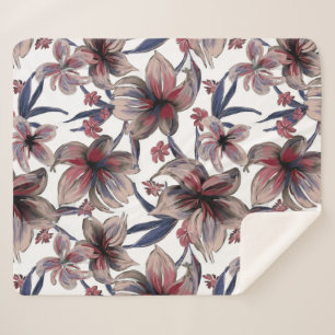 Wasserfarben Krimson Floral auf Weiß Sherpadecke