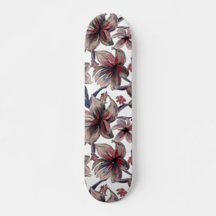 Wasserfarben Krimson Floral auf Weiß Skateboard